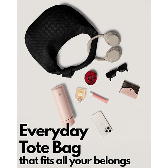 Black Leather Woven Knot Purse Hobo Handbag Shoulder Bag Y2k Boho Slouchy - Picture 5 of 6